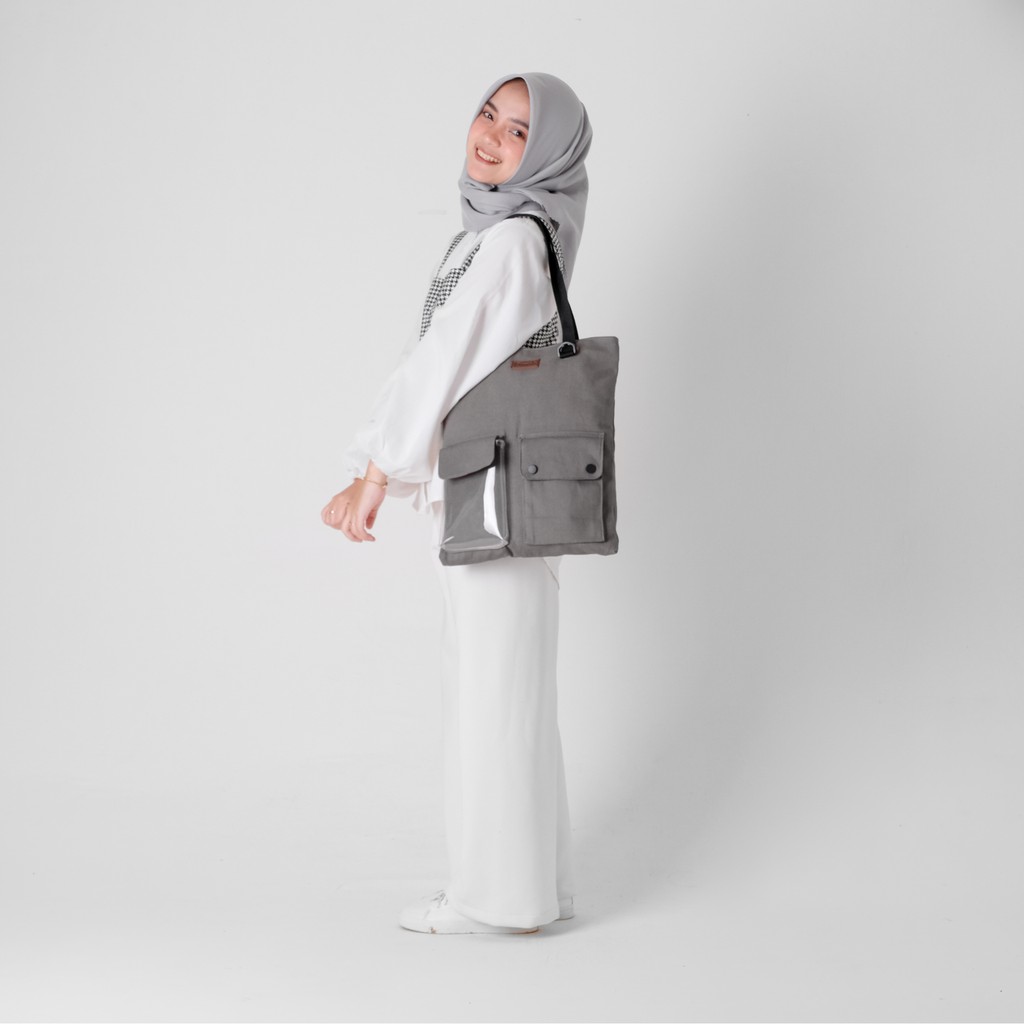 DISKON Pamole - Totebag Kanvas Totebag Kuliah Totebag Kerja Tote Bag Penutup Resleting - Carry