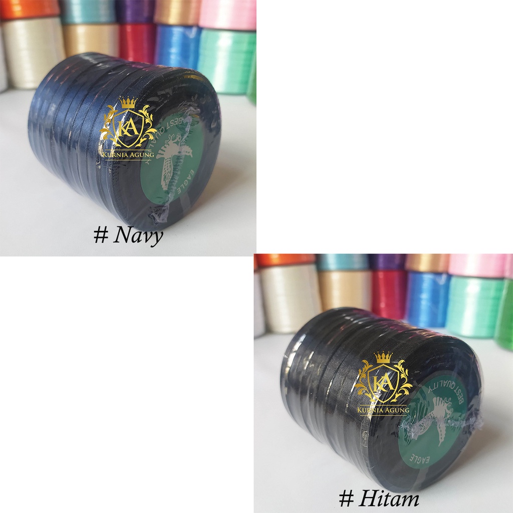 Pita Satin Polos Merk Eagle Import Taiwan ukuran 1/4 inch (0.635cm) banyak warna Dijual ROLL untuk Bungkus Kado Souvenir Hampers Dekorasi