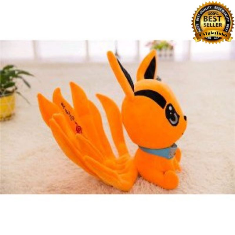 Boneka Naruto Kurama Kyubi Ninetails Chibi Bahan Plush Ukuran 25cm