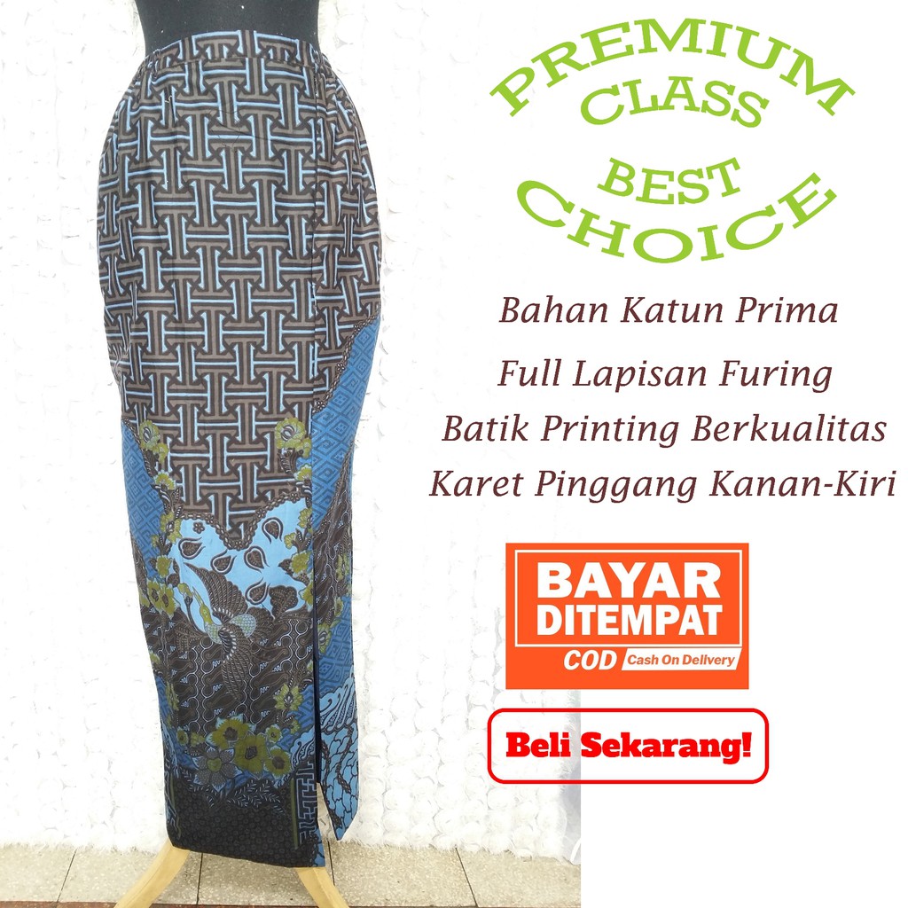 Rok Batik Panjang Model Rok Pramugari Belah Samping Motif Benji Biru Bawahan Batik Modern Shopee Indonesia