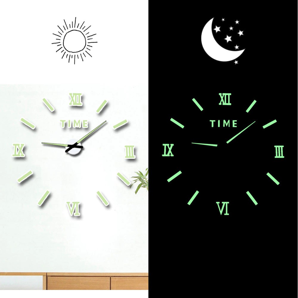 Jam Dinding Besar DIY Giant Glow in The Dark 80-130cm - Lumi-006