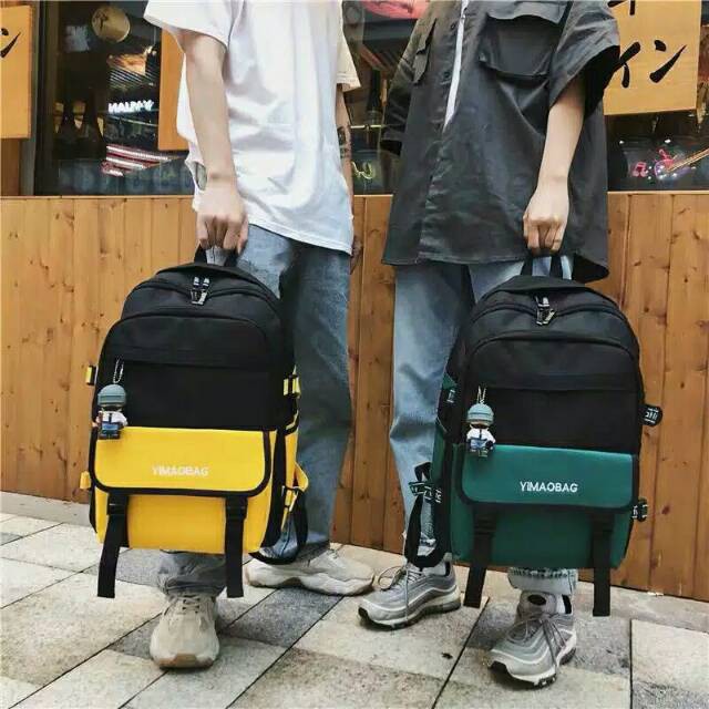 Tas Ransel Cewek Casual HIjau Korean Style Fashionable Backpack Wanita Multifungsi Trendy Yimaobag