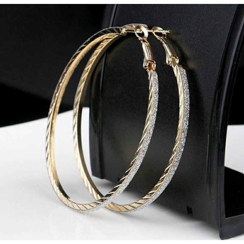 ANTING BULAT BESAR HOOPS ANTING HIJAB PESTA BOHEMIAN GOLD SILVER BERKILAU ANTING PESTA GANTUNG KOREA