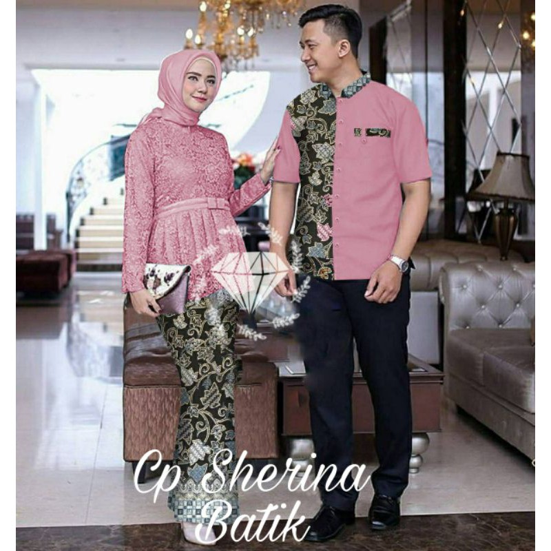 PCS CP SHERINA BATIK MR FASHION PAKAIAN COUPLE PASANGAN KEMEJA DAN SET KEBAYA ADA VIDEO PRODUK ASLI