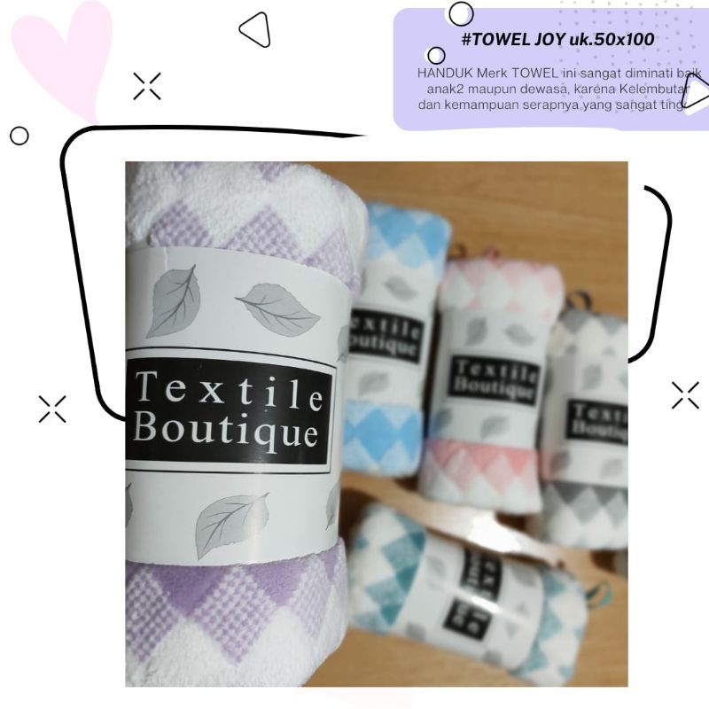 Handuk 50x100cm 4 Merk : TOWEL JOY LIFE /BOUTIQUE/SARANG LEBAH/PENTHOUSE