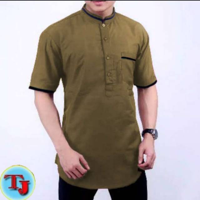Baju Koko Pria Lengan Pendek Terbaru Lebaran 2021 TJ NEW BAJU MUSLIM KOKO AGAM