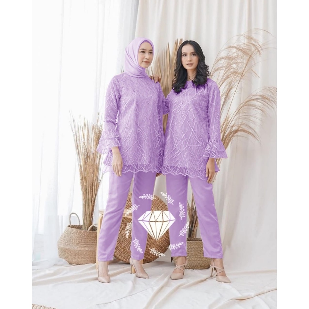 SET KUNFAYAKUN FASHION PAKAIAN WANITA ATASAN TUNIK DAN CELANA MR ADA VIDEO REAL PICT