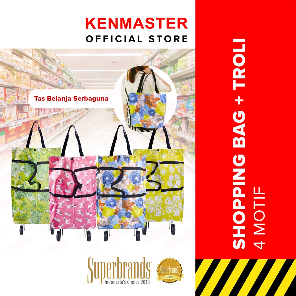 Premium (Mount) Tas Belanja Lipat Roda Serbaguna NM-108 / Troli Shopping Bag - MOTIF RANDOM - OL023
