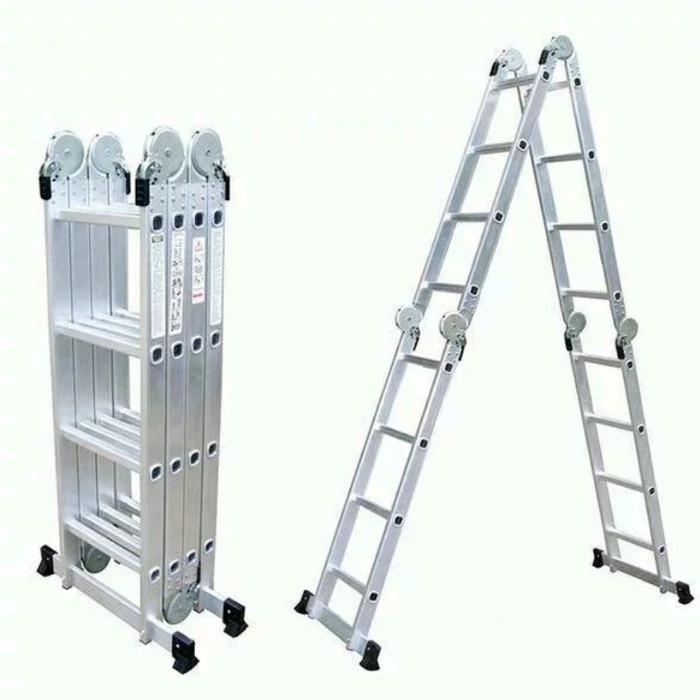 Tangga Lipat Krisbow Tangga Lipat Aluminium 4X4Mtr Multifungsi