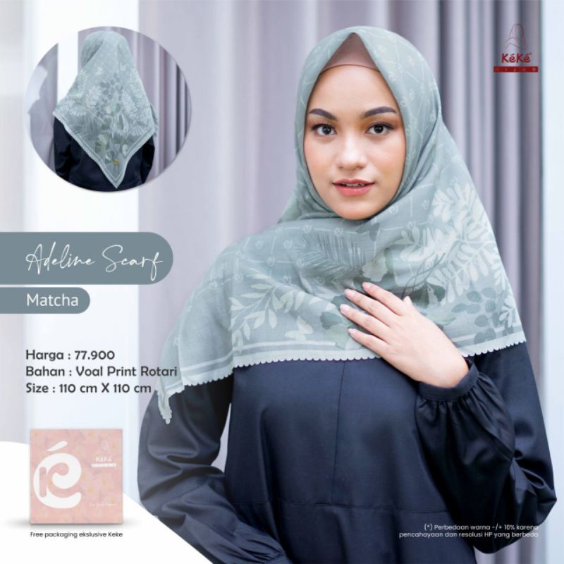 HIJAB SEGIEMPAT MOTIF KEKE ® ADELINE SCARF KEKE