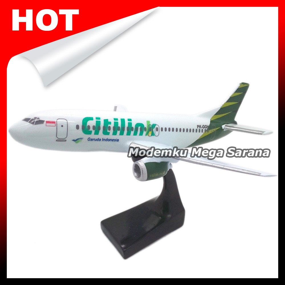 Miniatur Pesawat Terbang Citilink 20x17x12 - Fiber Glass [packing kayu]