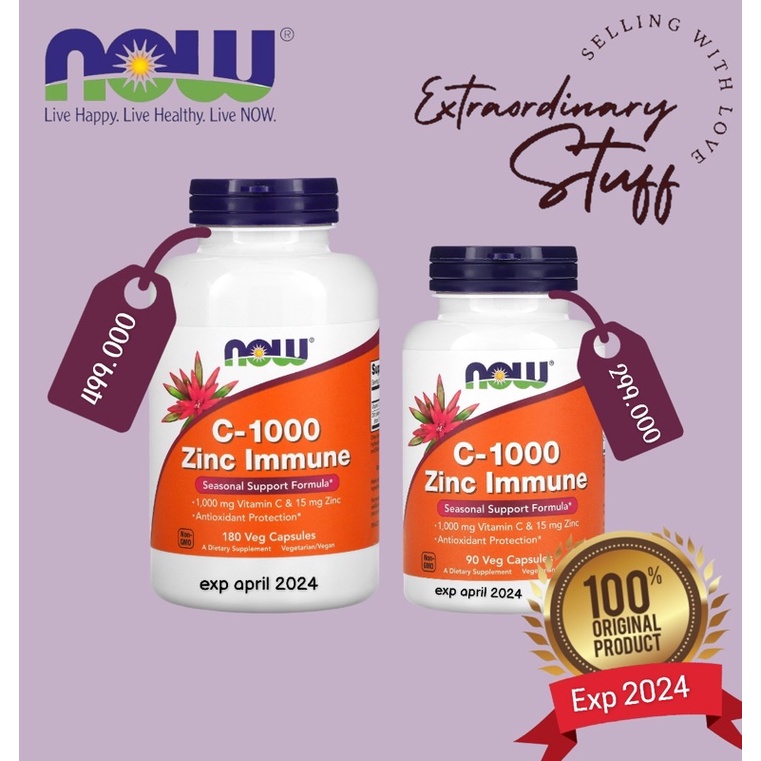NOW FOODS VITAMIN C 1000 ZINC IMMUNE / VIT C-1000 ZINC