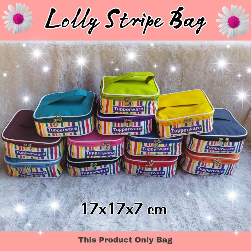 Tas Lolly tupp motif stripe Tupperware/tas bekal tupperware