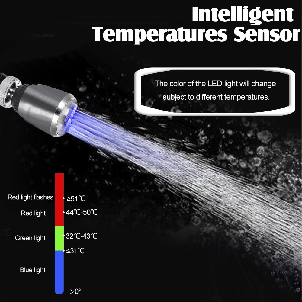 [360 Degree Rotation Temperature Sensor Light Water Faucet][High Quality Nozzle Water Saving Tap ][LED 7 Color Change Water Filter][ Replacement For Sink Drains Strainer]