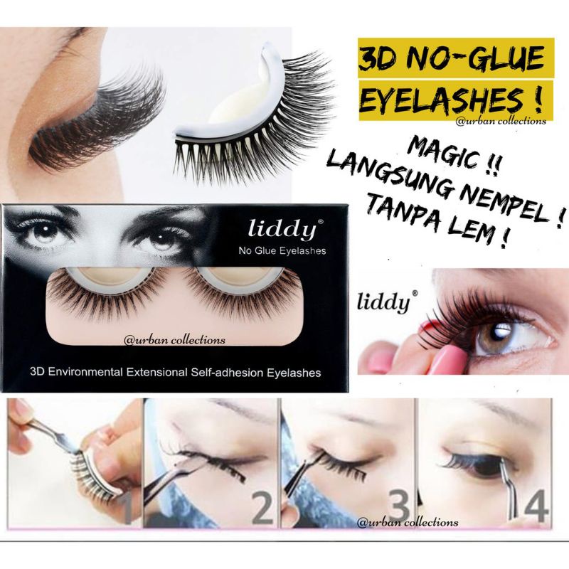 0MAGIC NO GLUE EYELASHES/Bulu Mata Palsu 3D Tanpa Lem Liddy Eyelash Fake Eyelashes Korean Eyelash