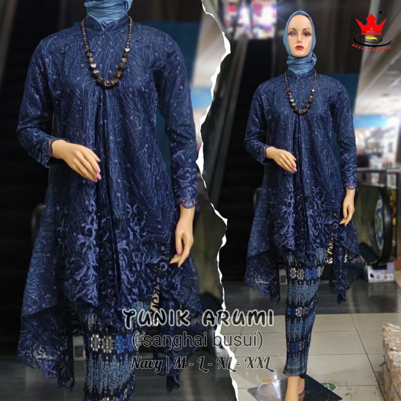 SET, KEBAYA ARUMI TERBARU/KEBAYA WISUDA/KEBAYA MODERN/KEBAYA CNTIK/KEBAYA COUPLE-Navy