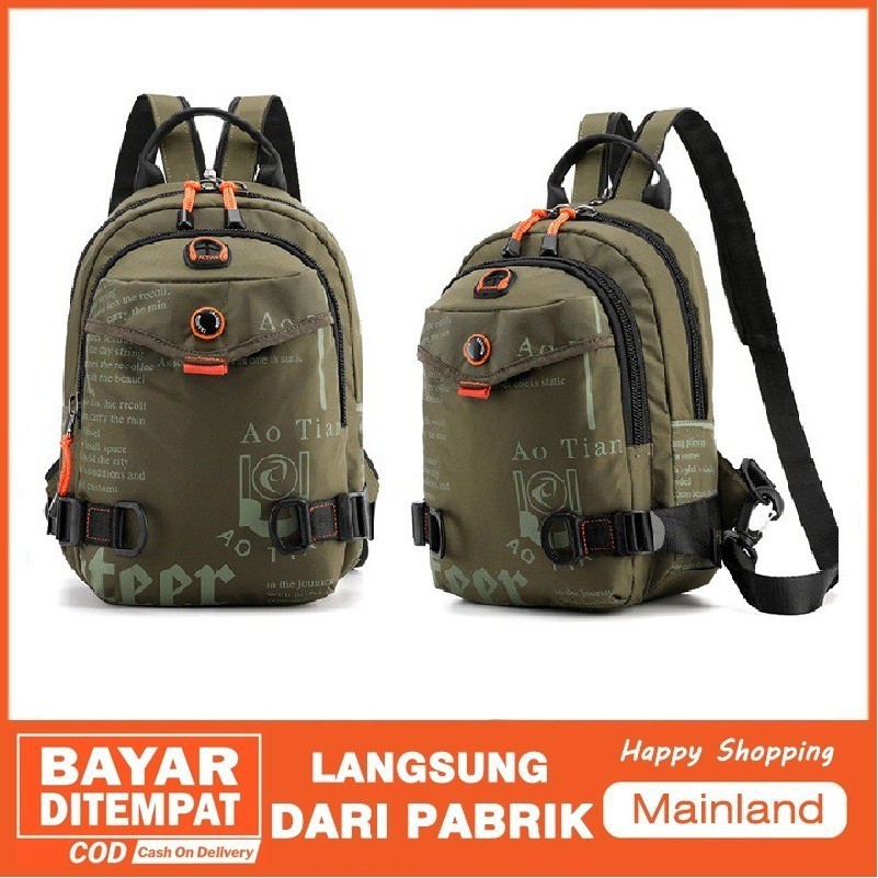 Mainland Tas Pria Punggung USB Charger Tas Ransel Dan Tas Selempang Casual Backpack TR303