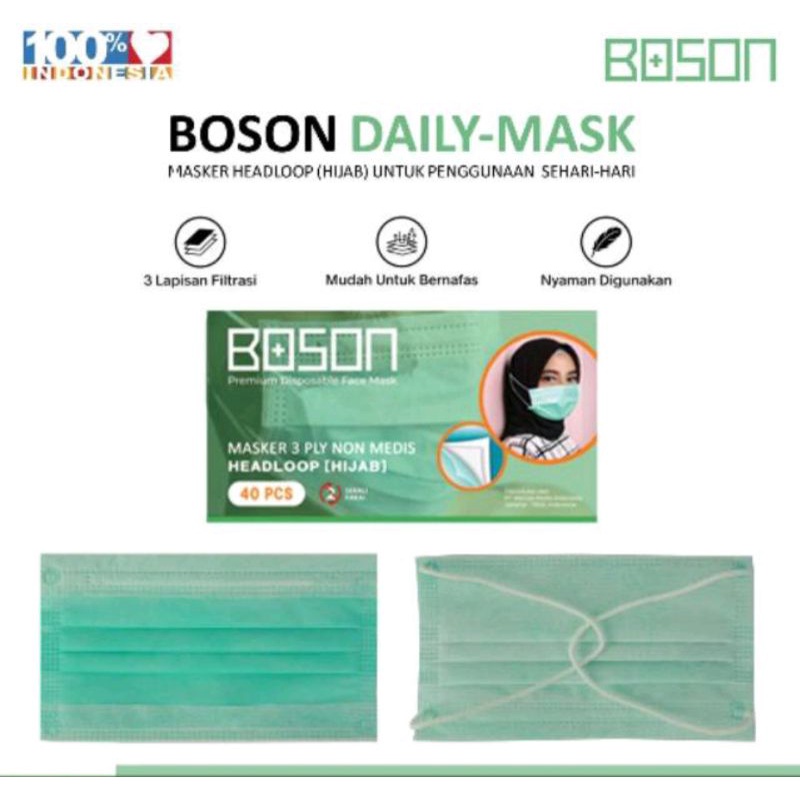 Masker Hijab Premium 3ply isi 40 kualitas import