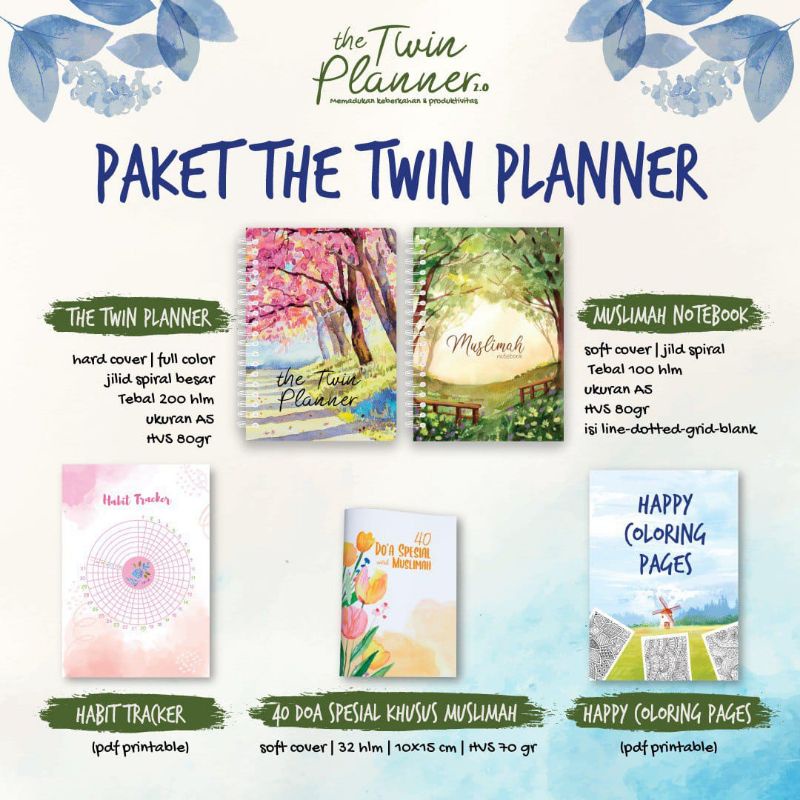 

Ready Stok Twin Planner Muslimah Hard Cover Buku Perencanaan Full Colour Bonus Habit Tracker dan Doa Pilihan Buy 1 Get 5