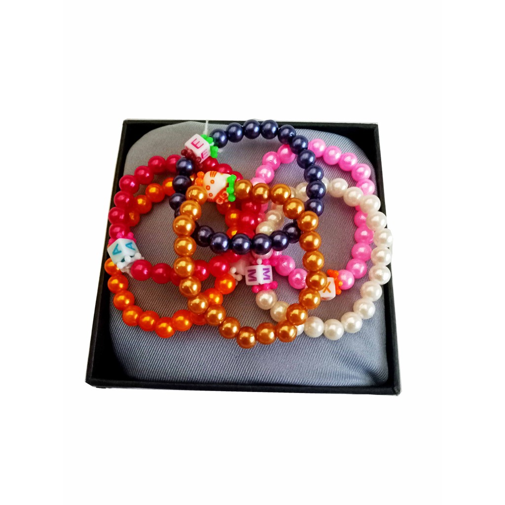 6 pcs Gelang Anak seri Mutiara Sintetis Multiwarna