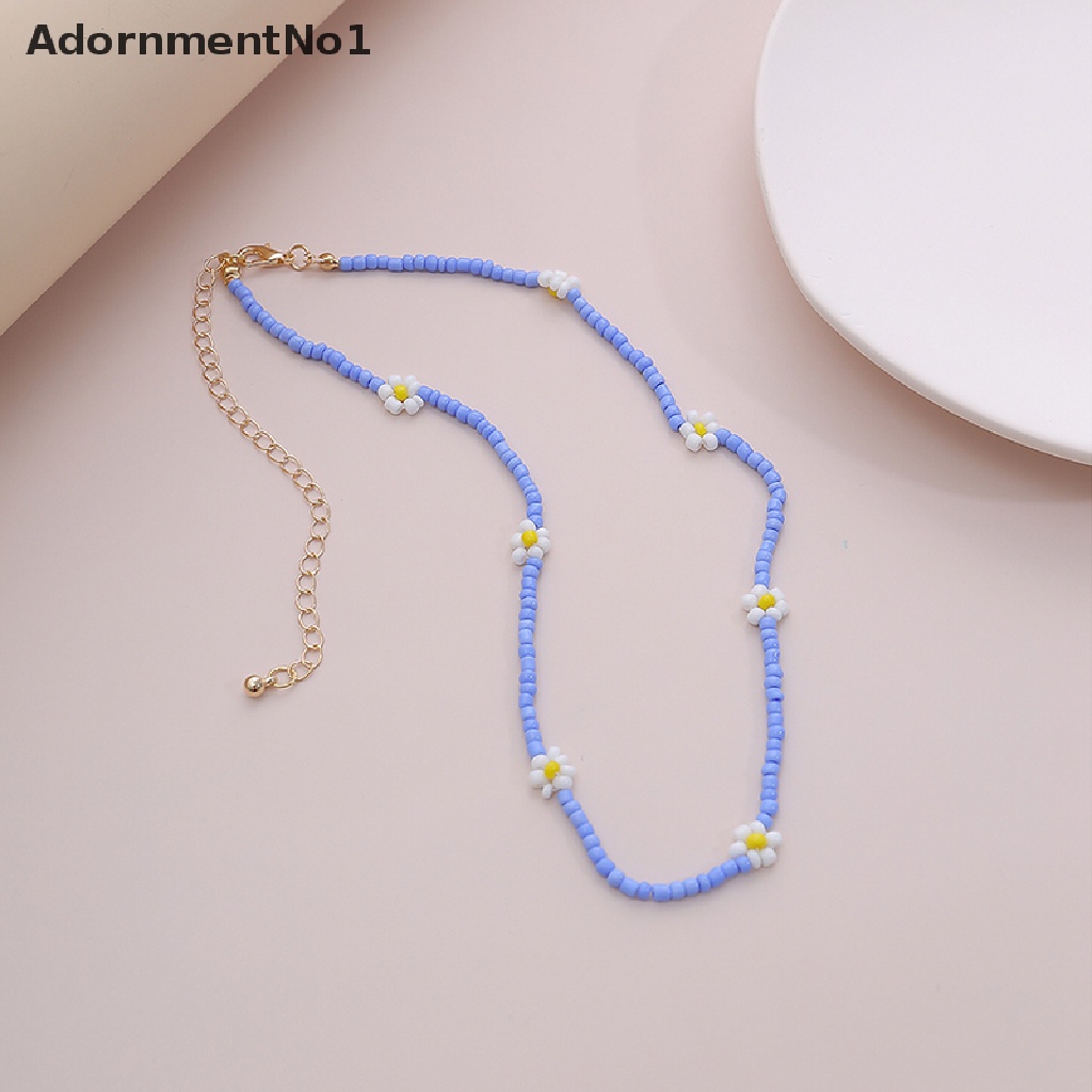 (AdornmentNo1) Kalung Choker Gaya Bohemia Motif Bunga Aksen Manik-Manik Untuk Perhiasan Wanita / Hadiah