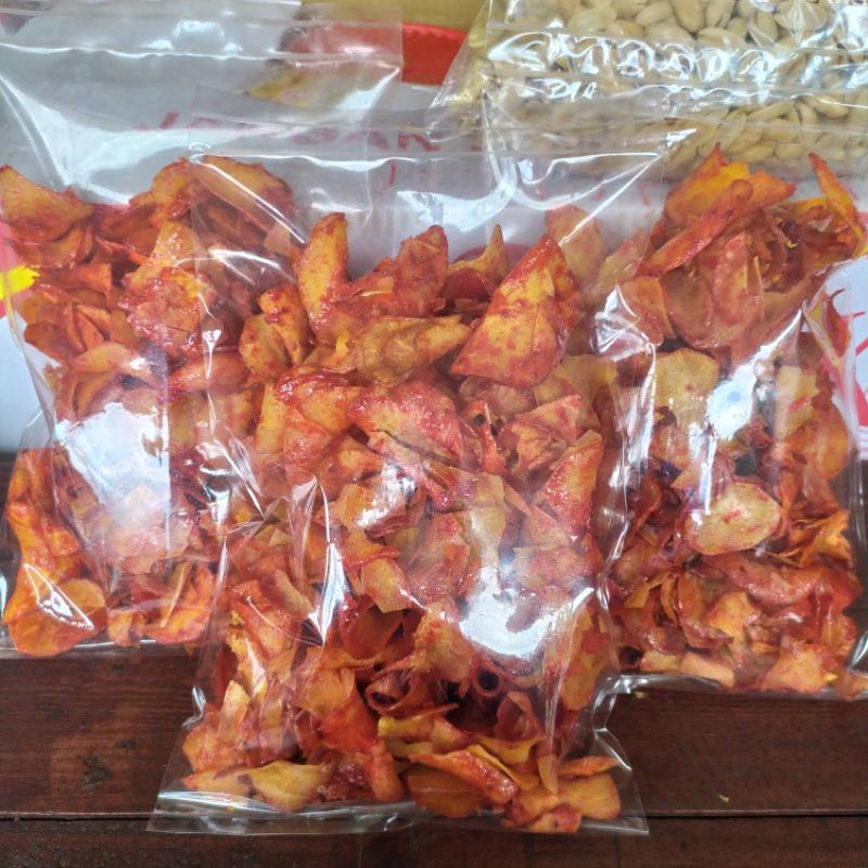 

singkong balado pedas, singkong pedas, singkong pedes basah, kripik singkong pedes 250g