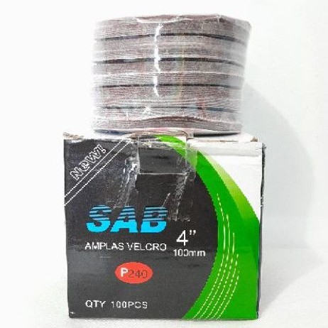 Amplas Bulat grit 240 / Amplas Tempel Velcro 4&quot; Harga Per Kotak (C364K)