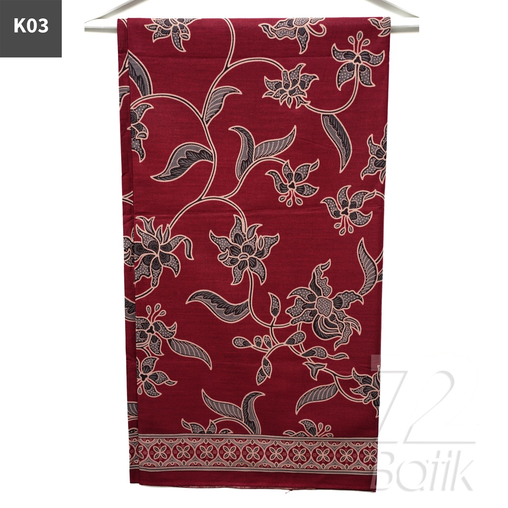 KAIN BATIK PREMIUM Bahan Katun Motif Kembang Mulyo Warna Merah 721205 Cap 72 Jarik Jarit Samping Kebat Panjang Batik Katun Modern Premium Bahan Seragam Batik Pernikahan Kantor Keluarga Murah Kamen Jadi Batik Bali Lembaran