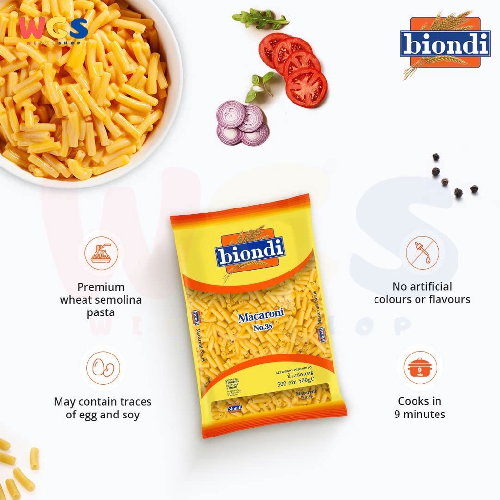 Biondi Pasta Premium Wheat Macaroni No.38 - 500 gr