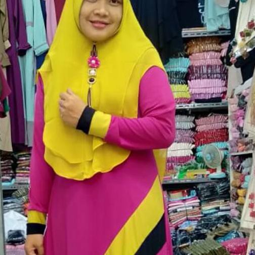 ☝ Khimar oval 2 layer ceruty babydoll warna khusus lime, hitam ♝