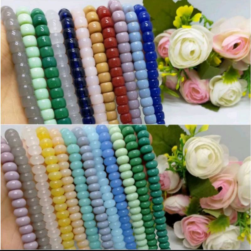 Manik Akrilik Manik Tube Beads 8 mm Manik Batu Tabung 8 mm Batu Gepeng Bahan Strap Manik Tube Beads 