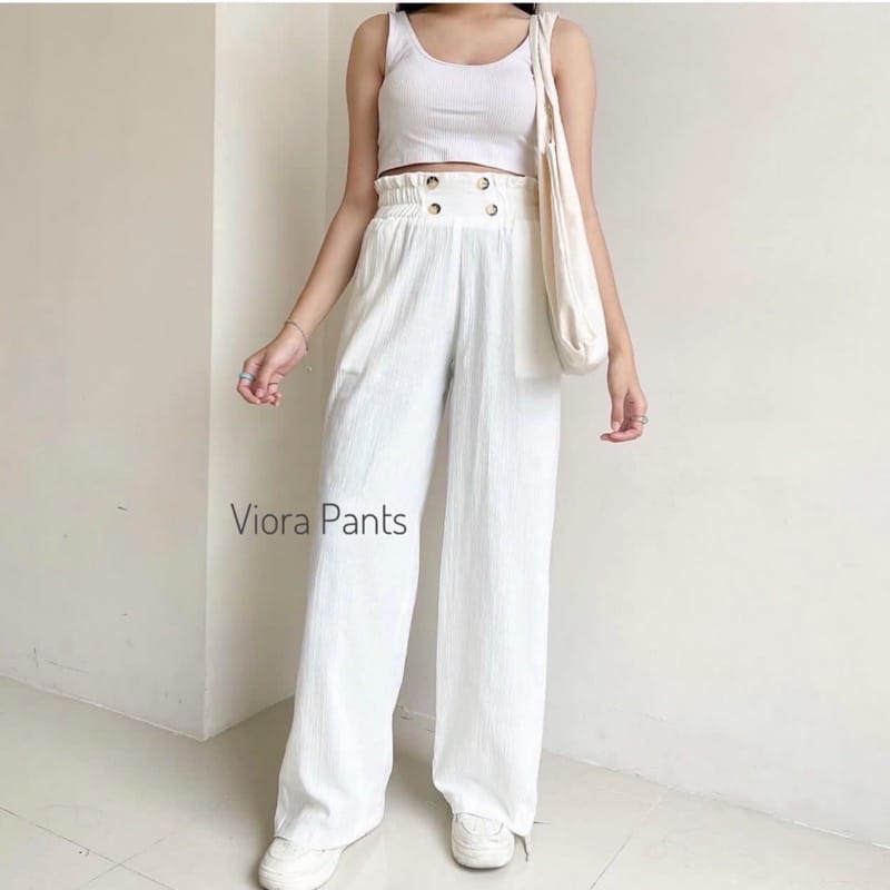 Tq88indonesia Fashion Celana Cullote Panjang Wanita Terbaru / Viora Pants kulot CRINCLE / Celana Casual Cewek / OOTD Kekinian