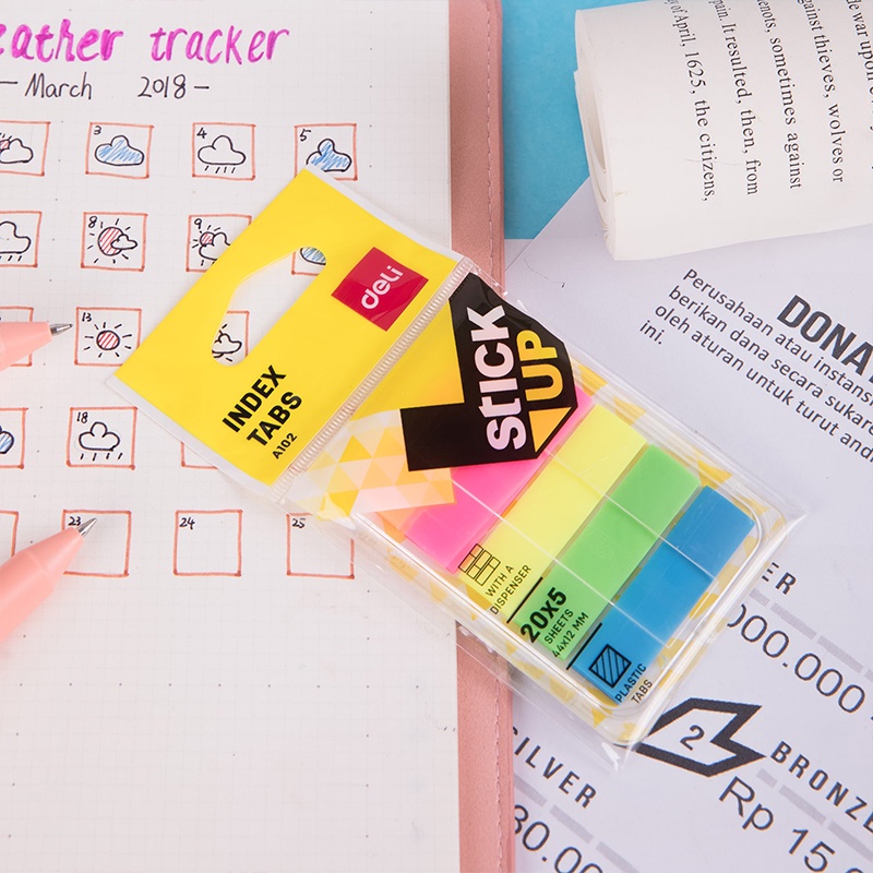 Deli Sticky Notes Transparan Sticky Note Warna Index Mark Cerah Penanda 5 Warna Memo Index Tab