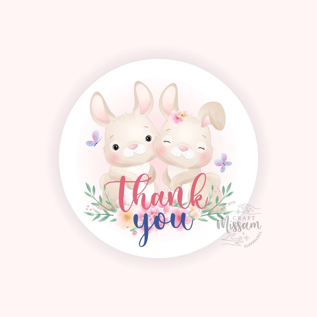 

60Pcs Thank You Sticker TY032 Rabbit Couple