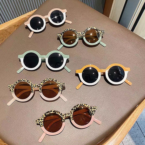 Kacamata Hitam Anak Bulat Gradasi Dua Warna / Kaca Mata Anak Motif Leopard Korea Fashion Lucu / Import Quality Kids Sunglasses / TV-3