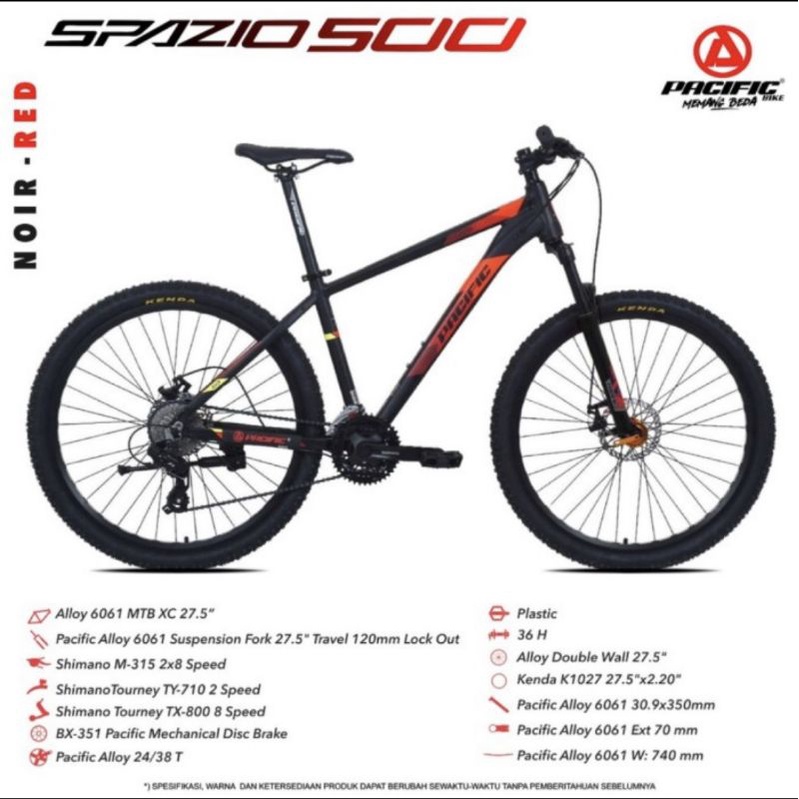 Sepeda Gunung MTB 27.5 Inch Pacific Spazio 500 Terbaru