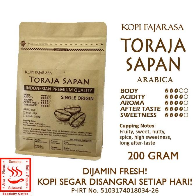 

TERMURAH Kopi Fajarasa Toraja Sapan Biji Kopi Arabica 200 gram /KOPI RUBE/KOPI KAPAL API/KOPI SLB/KOPI PEJUANG/KOPI BUBUK