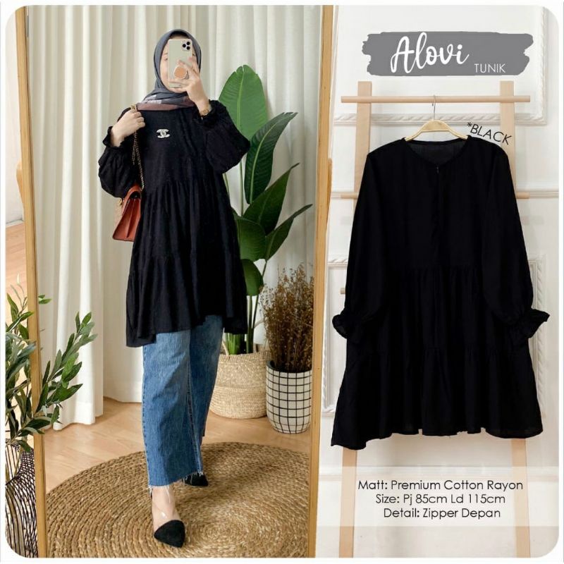 ALOVI TUNIK / ATASAN TUNIK POLOS / ATASAN TUNIK KATUN RAYON / TUNIK BUSUI RAYON