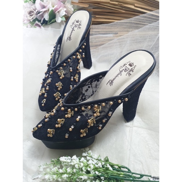 sepatu Marrisa hitam mate gold 12cm