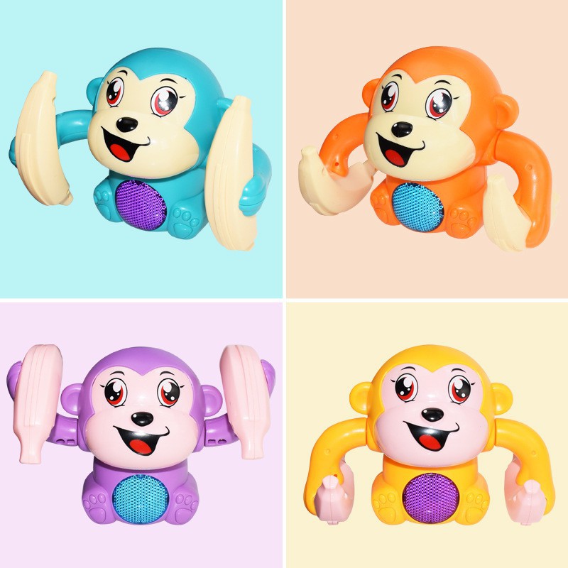 1pc Mainan Boneka Monyet Elektrik Bisa Jalan / Bernyanyi / Merangkak Dengan Kontrol Suara Untuk Bayi / Anak