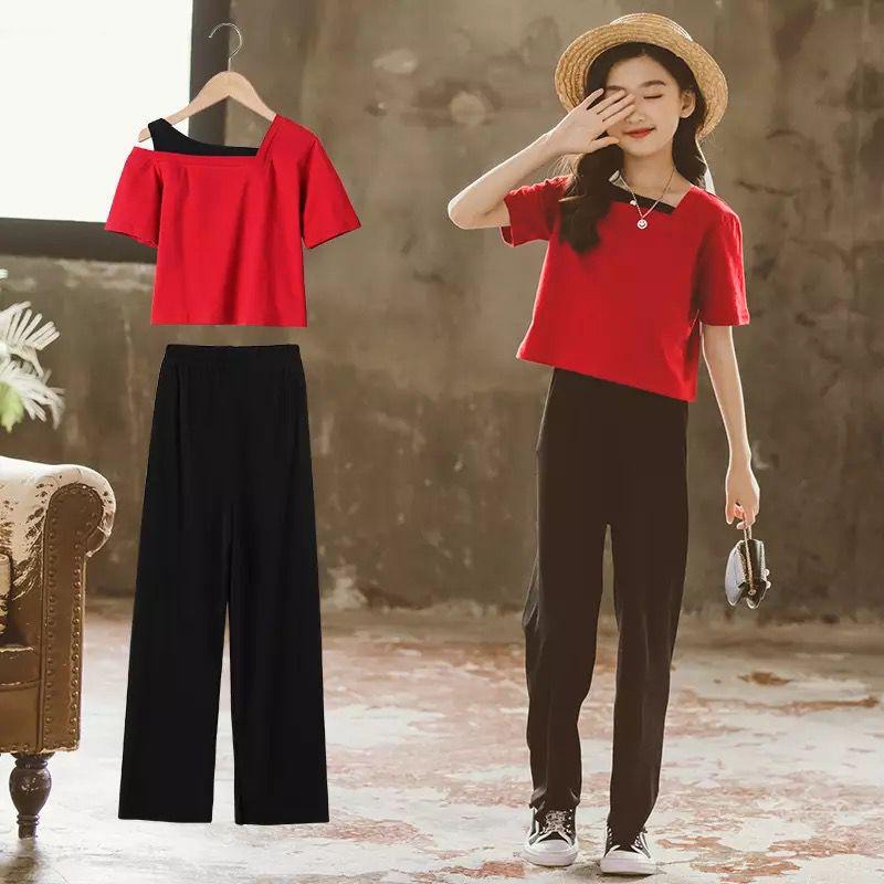 [set cherry VL] setelan anak perempuan celana + baju merah