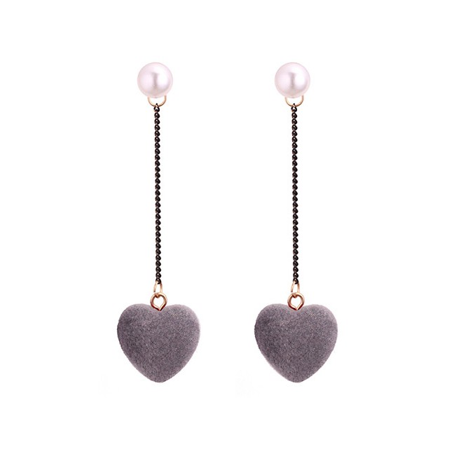 LRC Anting Tusuk Lovely Heart Shape Decorated Y5889X