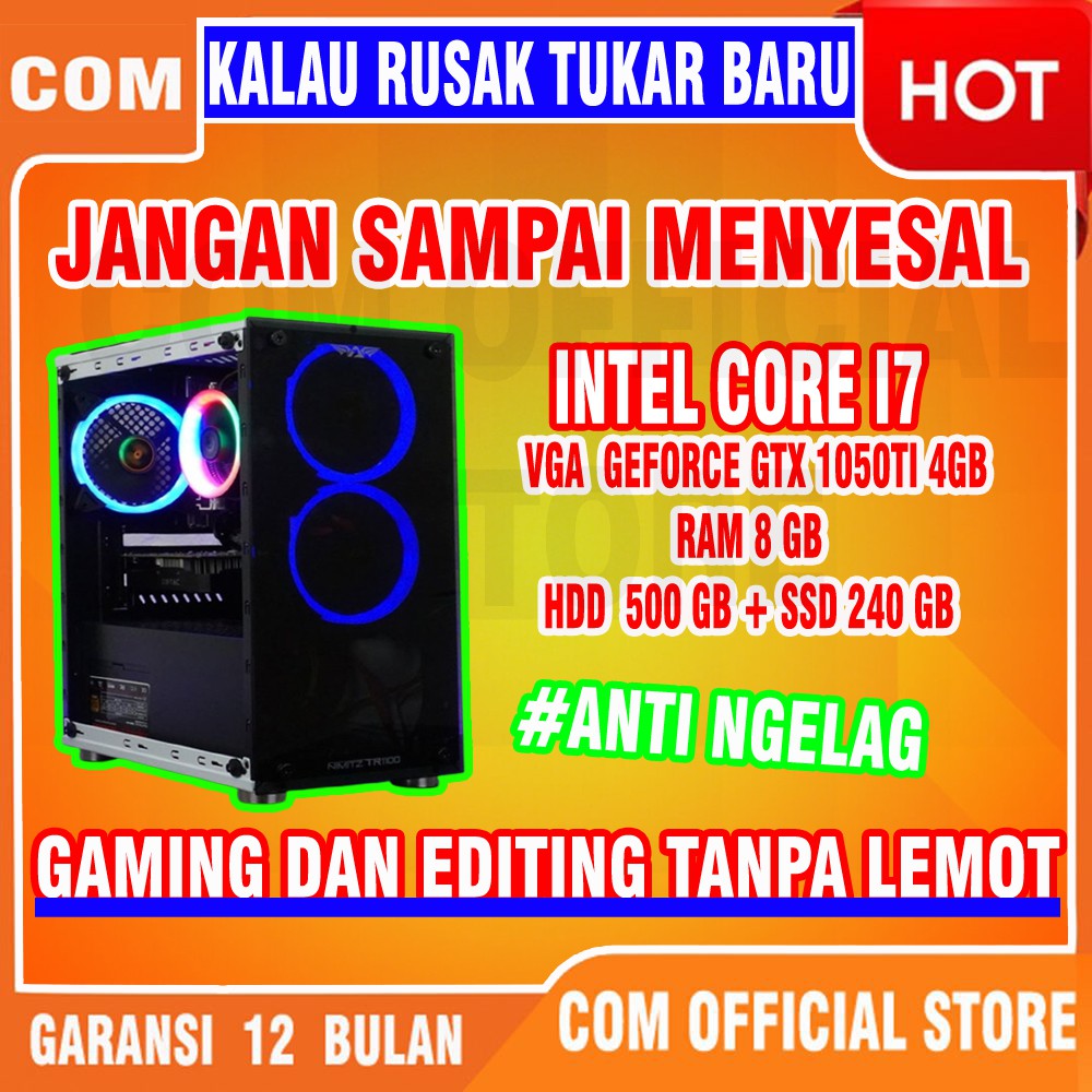 Bergaransi (GGP) cpu pc computer komputer CORE I7 8GB rakitan GAMING EDITING DESAIN MURAH SSD+HDD