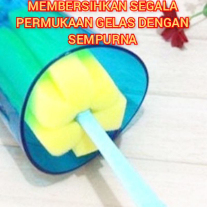 PROMO Spons Sikat Gelas Tongkat Pembersih Botol Bayi Spon Cleaner Glass