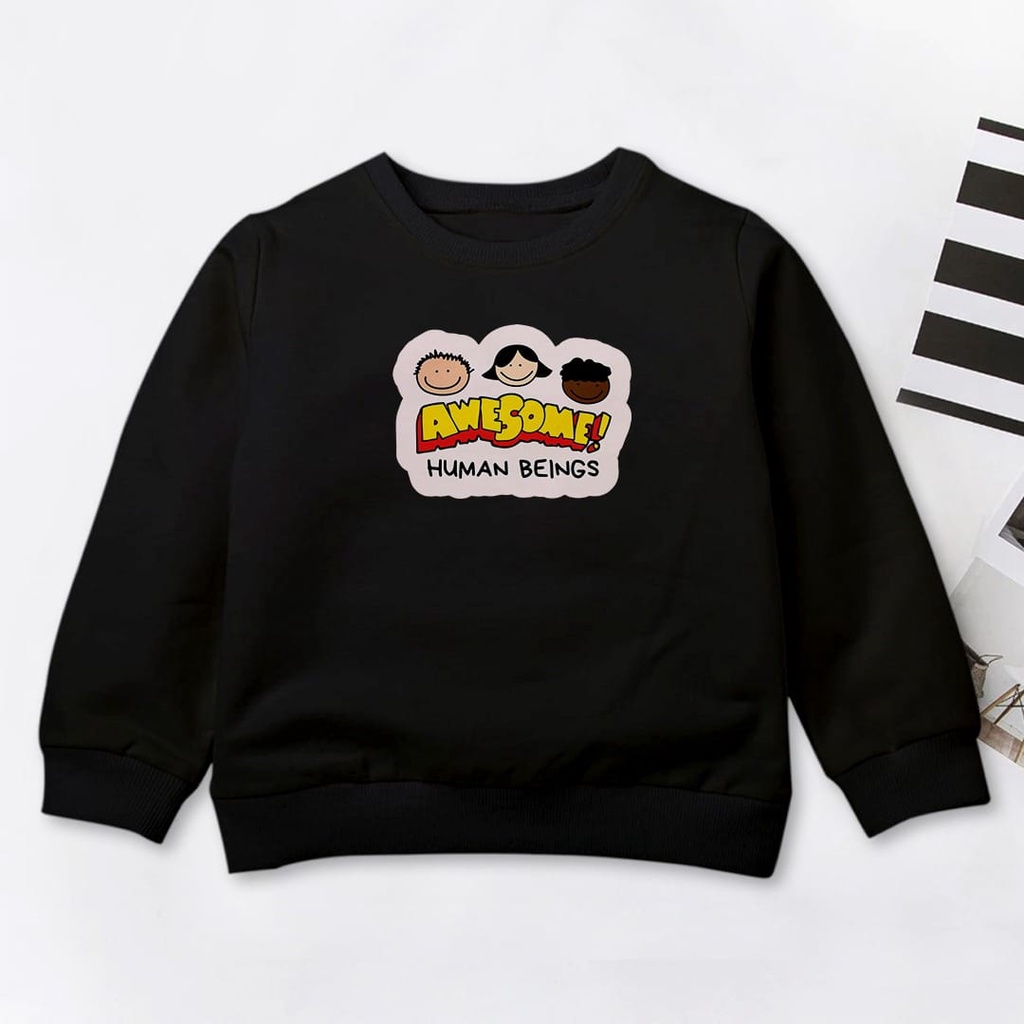 SWEATER ANAK PAKAIAN ANAK AWESOME CREWNECK ANAK TEBAL HALUS / SEATER ANAK PEREMPUAN TEBAL