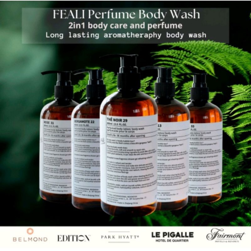 Parfume Body Wash FEALI 400ml Sabun Mandi Cair Shower Gel Brightening Moisturizer