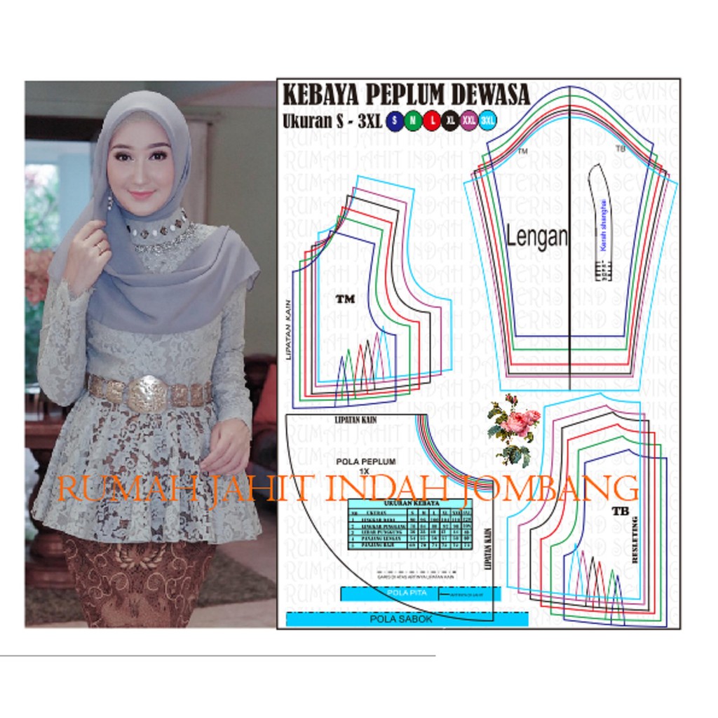 pola baju pola jahit pola  kebaya pelum dewasa
