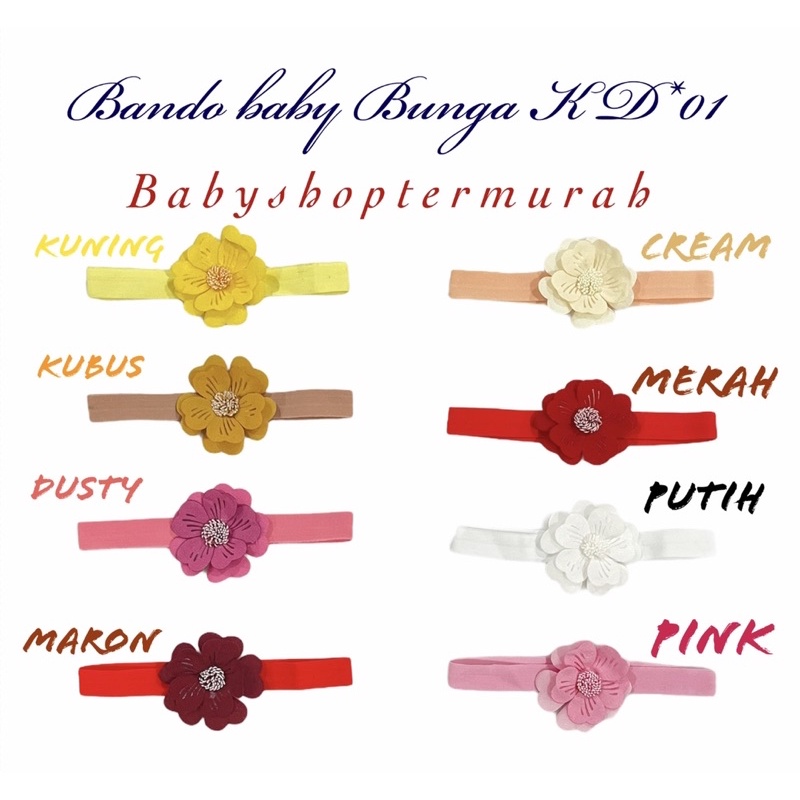 Bandana bayi / bando baby dengan Bahan Renda Elastis dan Hiasan Bunga untuk Perempuan