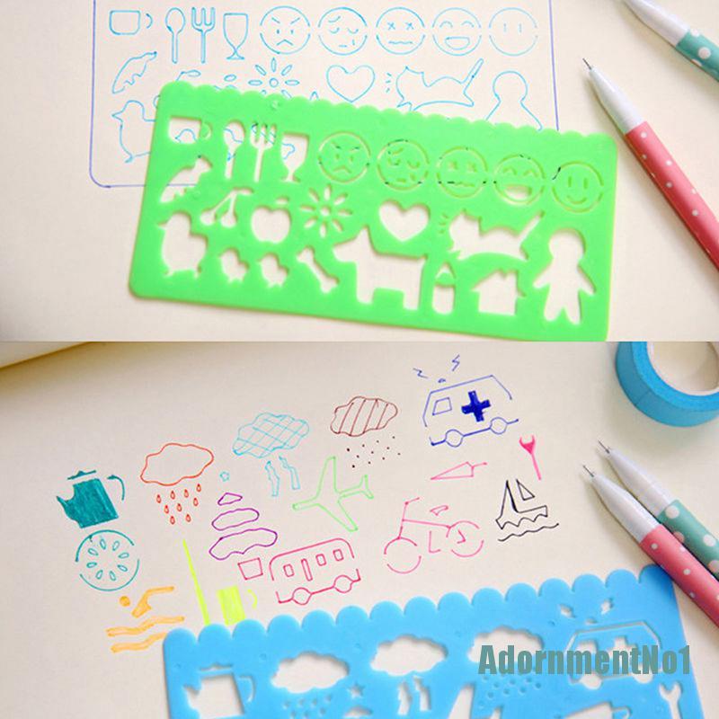 (AdornmentNo1) 4pcs / Set Penggaris Template Gambar Kartun Gaya Korea Untuk Stationery