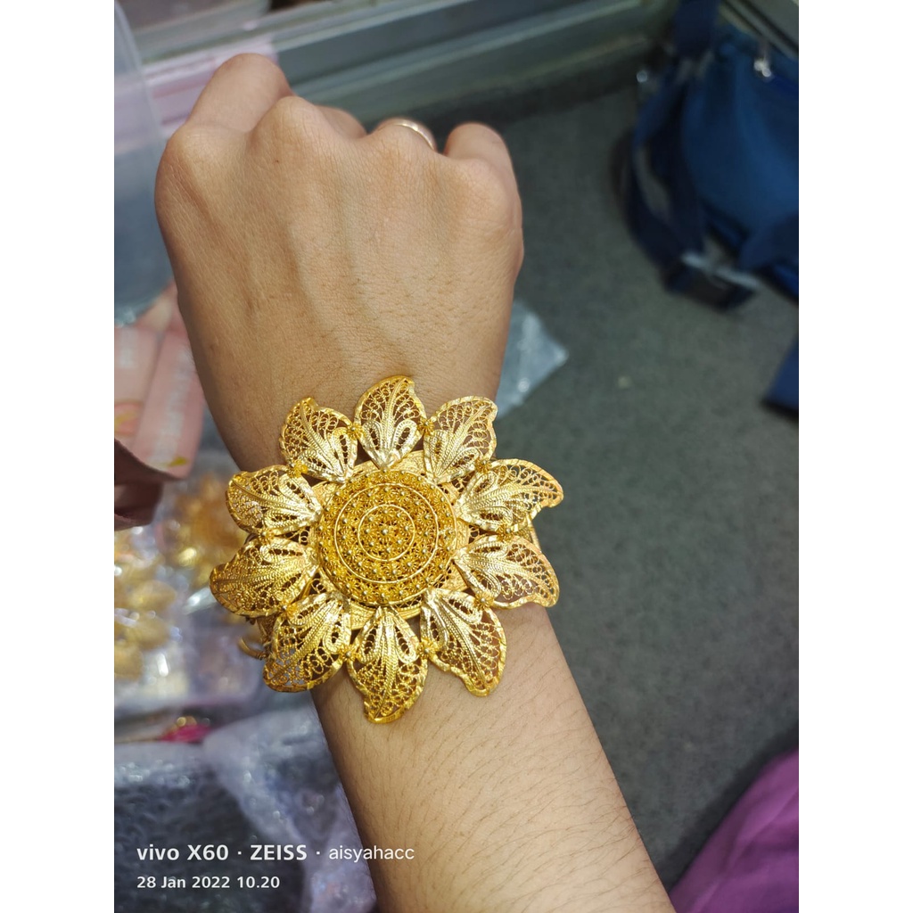 Gelang Matahari Perak Lapis Emas